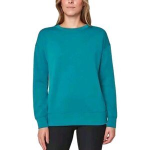 Mondetta Women's XL Drop Shoulder Scuba Crewneck Relaxed Sweatshirt Stretch Teal
